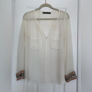 Zara “Trafaluc” Women’s Off White Blouse Size M